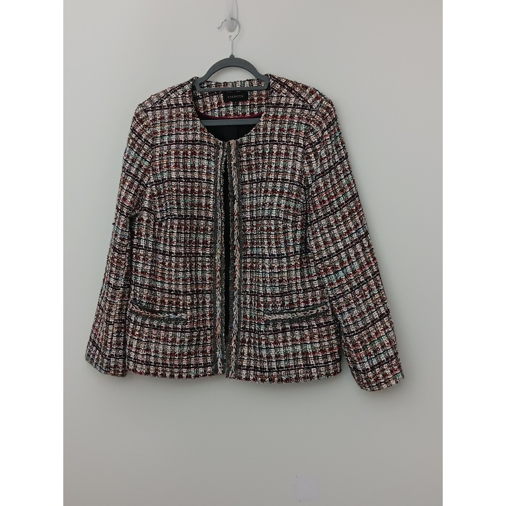 Talbots Adele Tweed Jacket‎ Women's Size 16 Multicolored Blazer Pre-owned